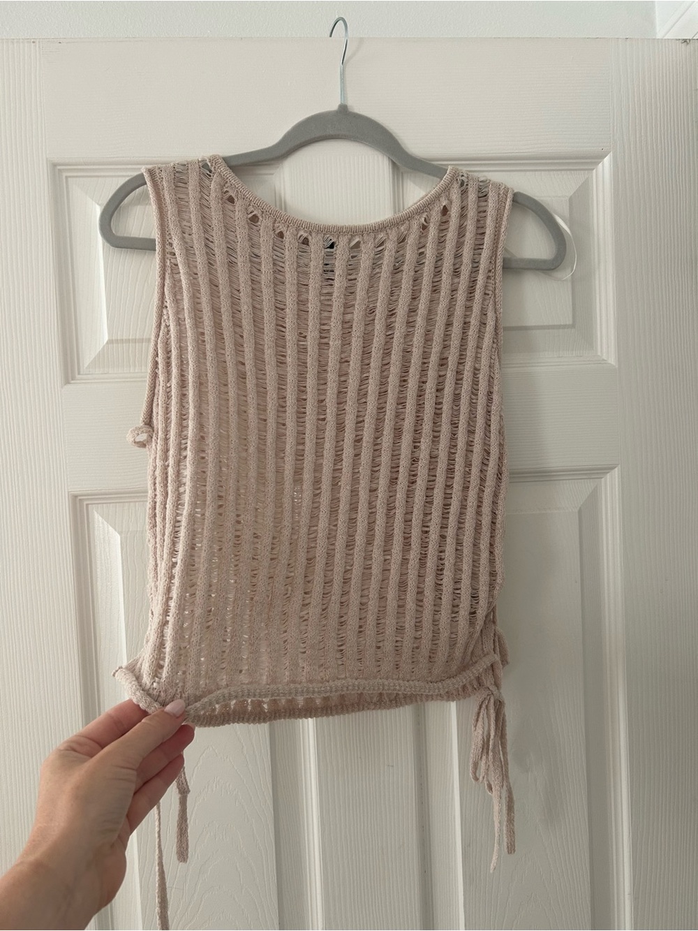 H&M Cream Open-Knit Sleeveless Tank with Side Ties